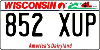 WI license plate 852XUP
