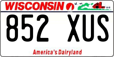 WI license plate 852XUS