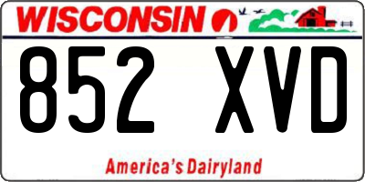 WI license plate 852XVD