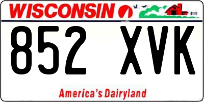 WI license plate 852XVK
