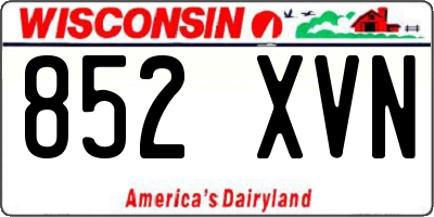 WI license plate 852XVN