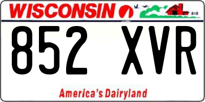 WI license plate 852XVR