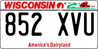 WI license plate 852XVU