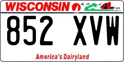 WI license plate 852XVW