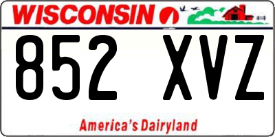 WI license plate 852XVZ
