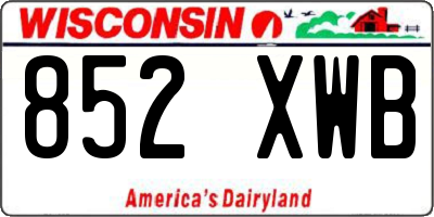 WI license plate 852XWB