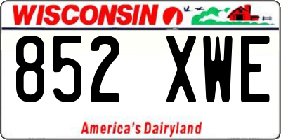 WI license plate 852XWE