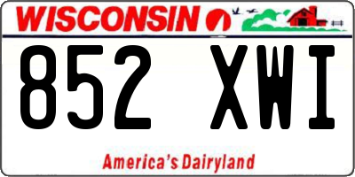 WI license plate 852XWI