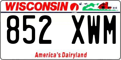 WI license plate 852XWM