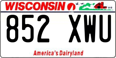 WI license plate 852XWU