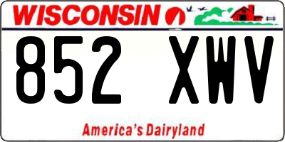 WI license plate 852XWV