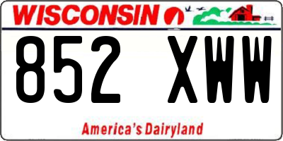 WI license plate 852XWW