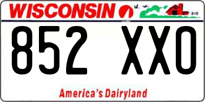 WI license plate 852XXO