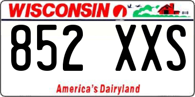 WI license plate 852XXS