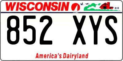 WI license plate 852XYS