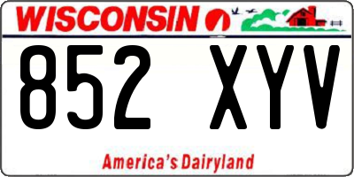 WI license plate 852XYV