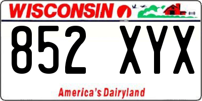 WI license plate 852XYX