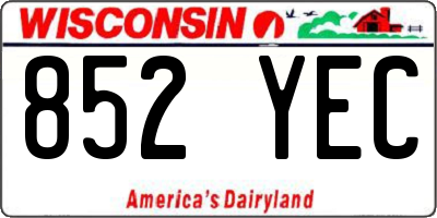 WI license plate 852YEC