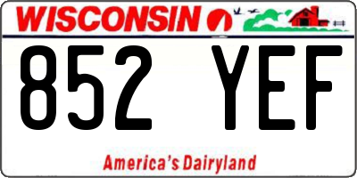 WI license plate 852YEF