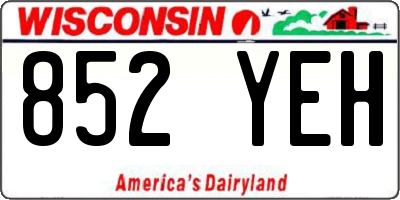 WI license plate 852YEH