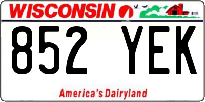 WI license plate 852YEK