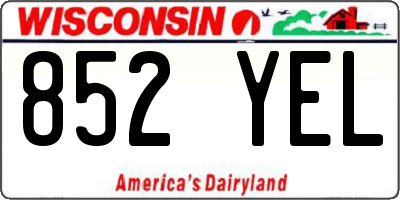 WI license plate 852YEL