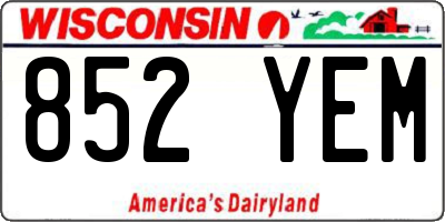 WI license plate 852YEM
