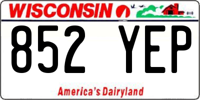 WI license plate 852YEP