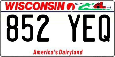 WI license plate 852YEQ