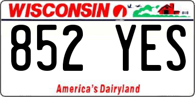 WI license plate 852YES