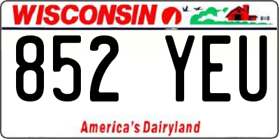 WI license plate 852YEU