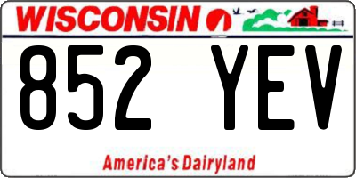 WI license plate 852YEV