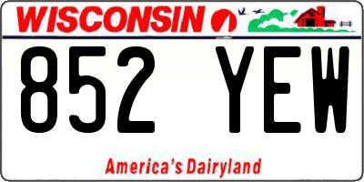 WI license plate 852YEW