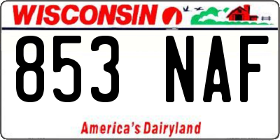 WI license plate 853NAF