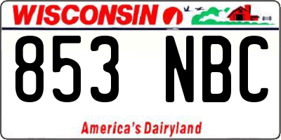 WI license plate 853NBC