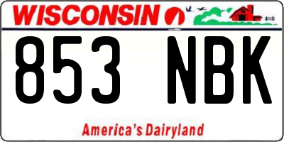 WI license plate 853NBK