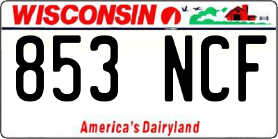 WI license plate 853NCF