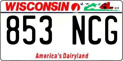 WI license plate 853NCG