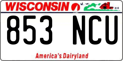 WI license plate 853NCU