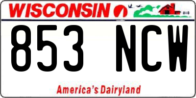 WI license plate 853NCW