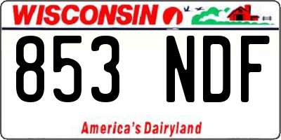 WI license plate 853NDF
