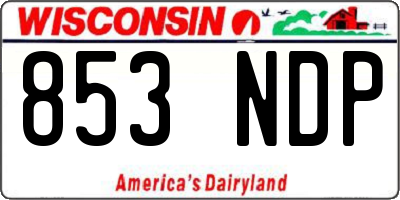 WI license plate 853NDP