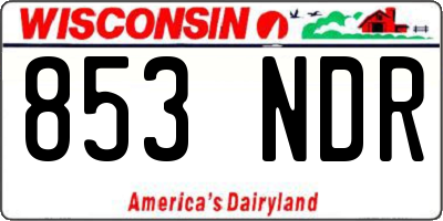 WI license plate 853NDR
