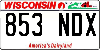 WI license plate 853NDX