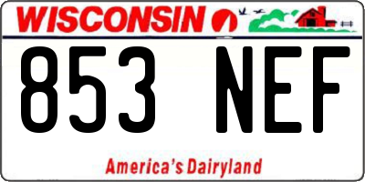 WI license plate 853NEF