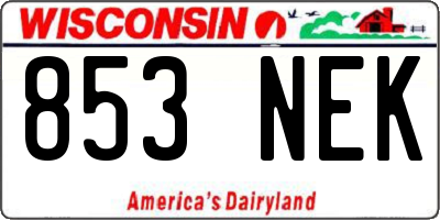 WI license plate 853NEK