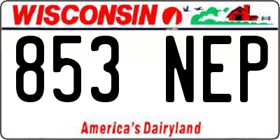 WI license plate 853NEP
