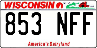 WI license plate 853NFF
