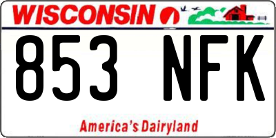 WI license plate 853NFK