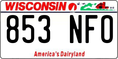 WI license plate 853NFO